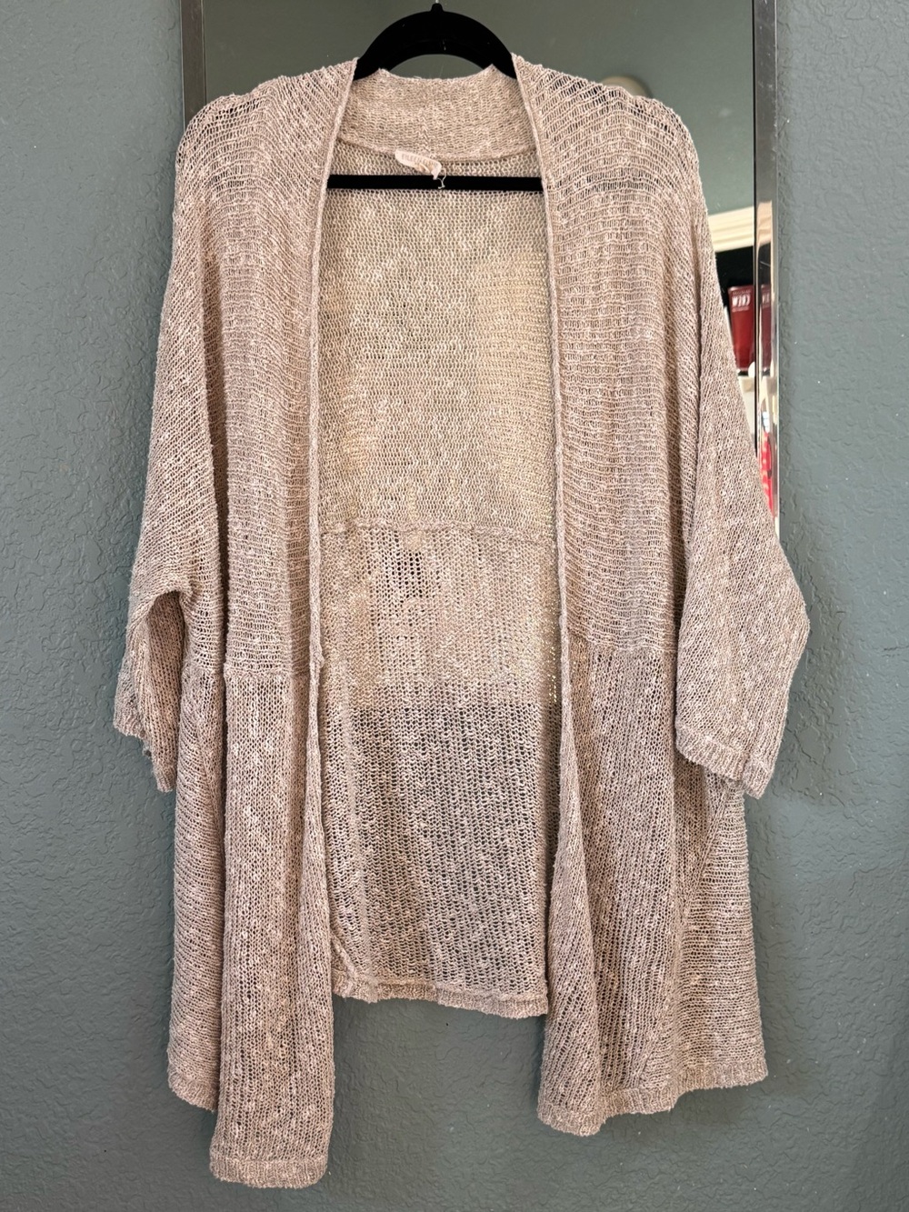 Eileen Fisher Linen Cotton Open Front Crochet Cardigan Sweater 2X